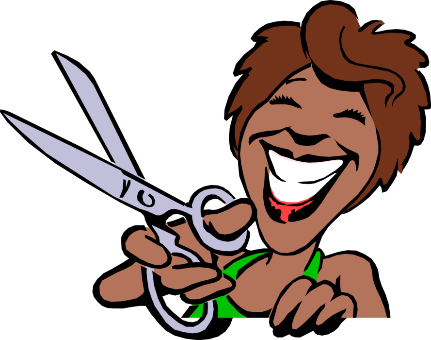 Vector Illustration of African American Female Hand Holding Scissors