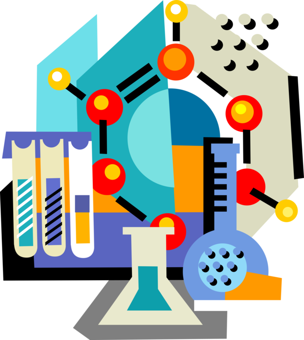 Vector Illustration of Science and Research Laboratory Glassware Test Tubes and Flasks used in Scientific Experiments