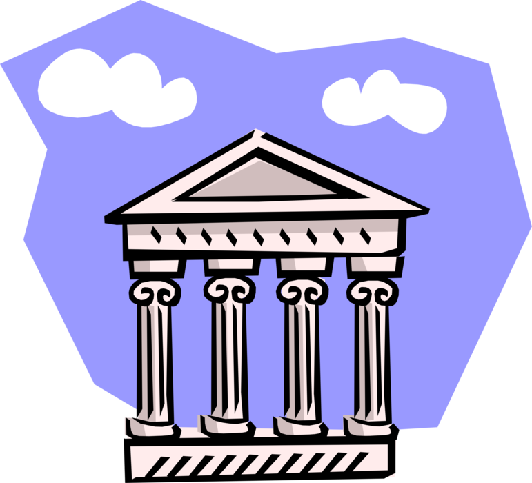 Vector Illustration of Classic Greek Temple Architecture used as Banking Symbol