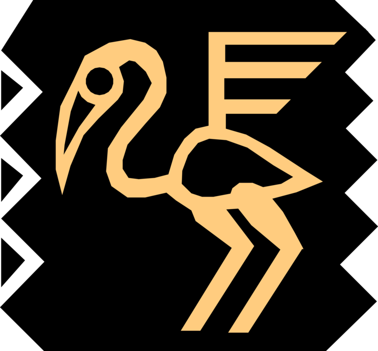 Vector Illustration of Symbolic Animals Stork Bird