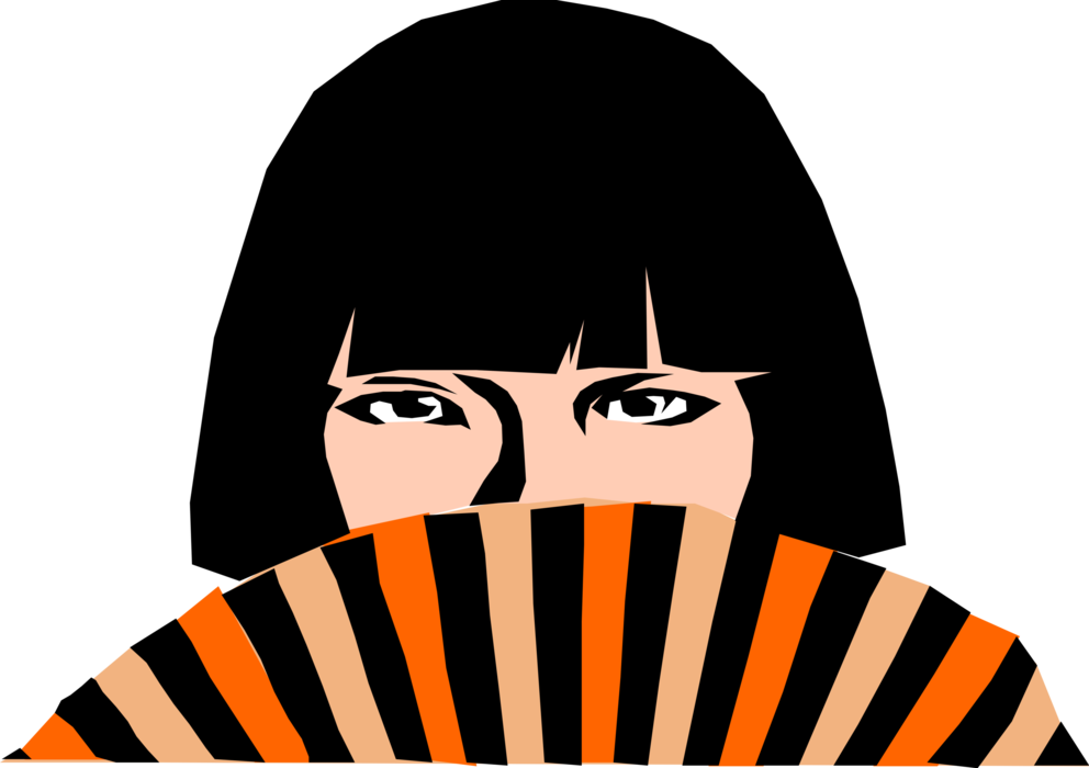 Vector Illustration of Japanese Fan Girl