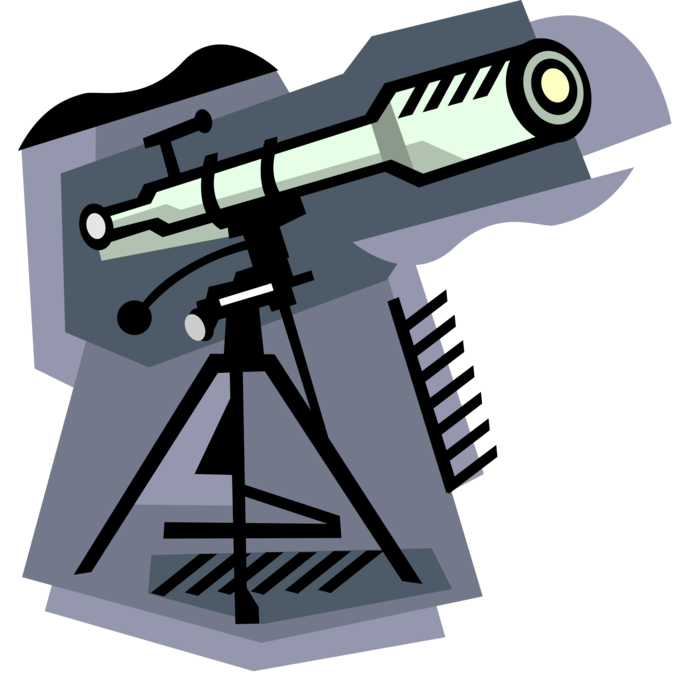 Vector Illustration of Optical Telescope Observes the Known Universe