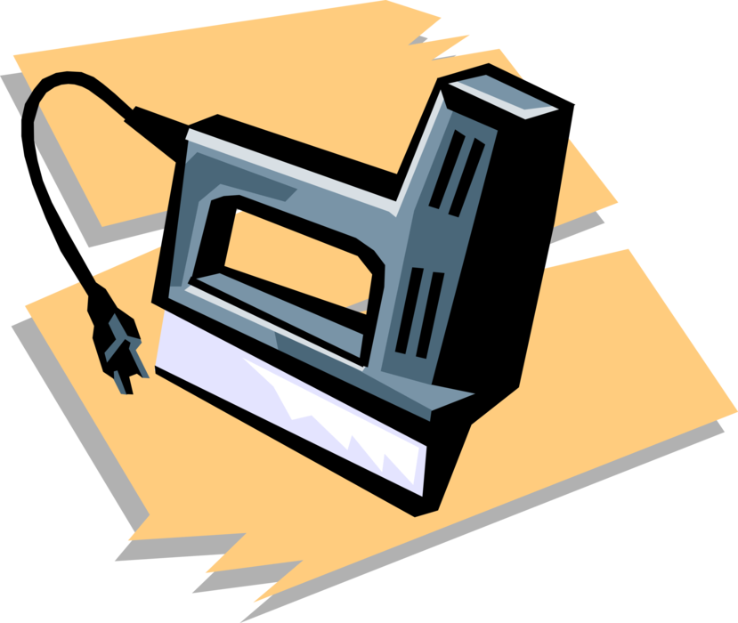 Vector Illustration of Stapler Mechanical Device Joins Pages of Paper with Thin Metal Staple