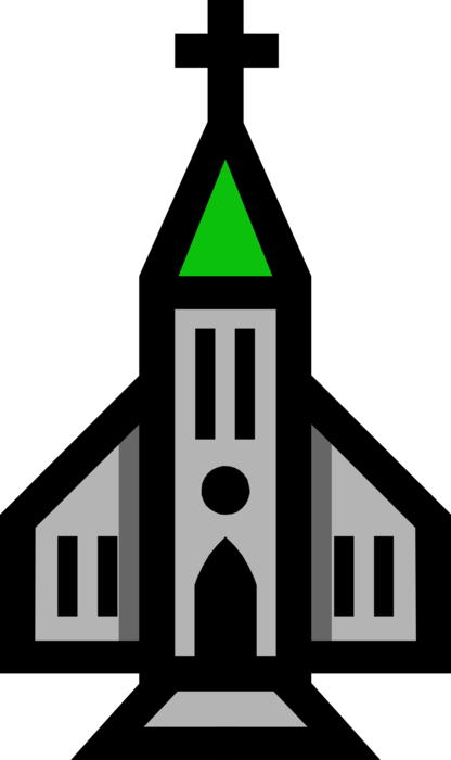 Vector Illustration of Christian Church Cathedral House of Worship Symbol