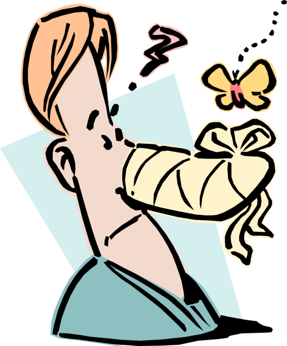 Vector Illustration of Man with Broken Nose Wrapped in Bandages