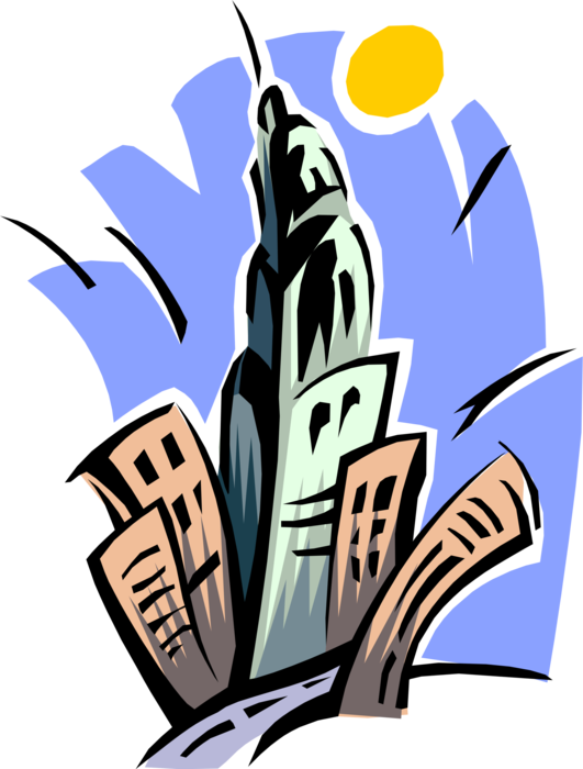 Vector Illustration of Urban Metropolitan City Skyline Empire State Building, New York City
