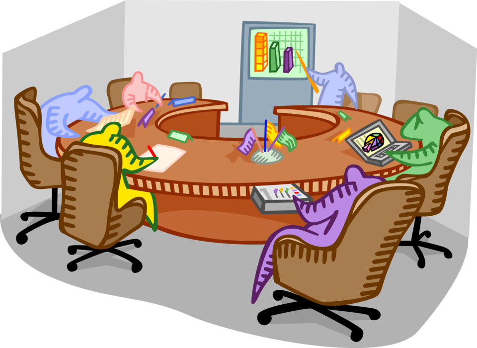 Vector Illustration of Boardroom Meeting with Sales Presentation