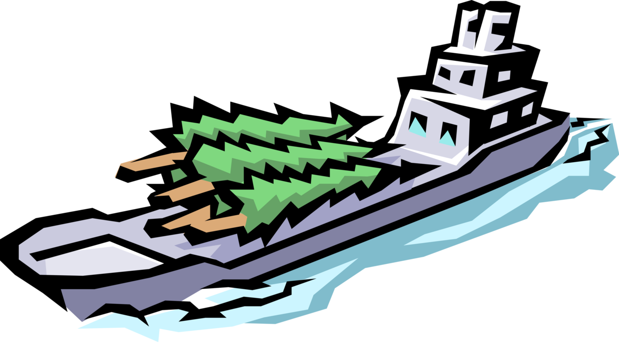 Vector Illustration of Ocean Transport Cargo Ship or Freighter Ship or Vessel Carries Freight Goods and Materials