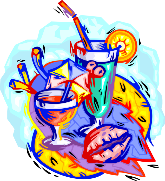 Vector Illustration of Alcohol Beverage Cocktail Refreshments