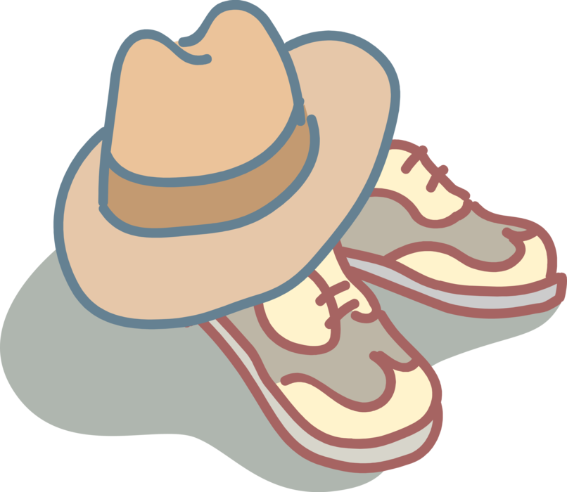 Vector Illustration of Fedora Hat and Dress Shoes Footwear