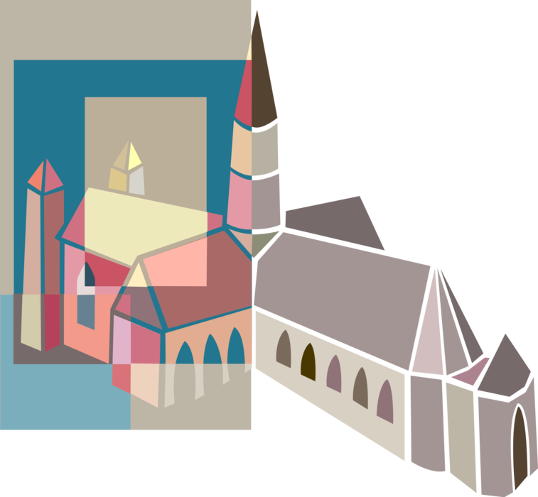 Vector Illustration of Christian Church Cathedral House of Worship Symbol