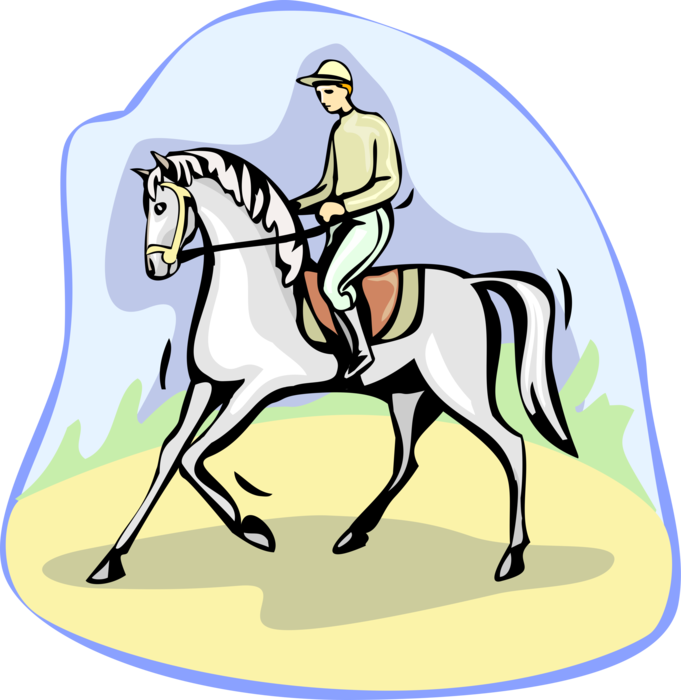 Vector Illustration of Rider with Equestrian Dressage Horse