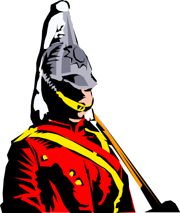 Vector Illustration of British Ceremonial Guard on Horseback with Sword