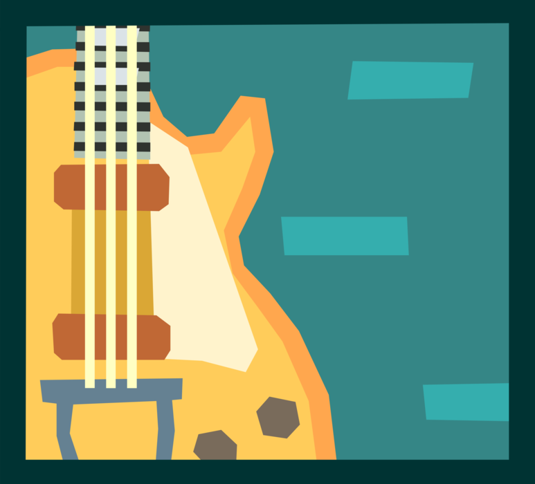 Vector Illustration of Electric Guitar Stringed Musical Instrument