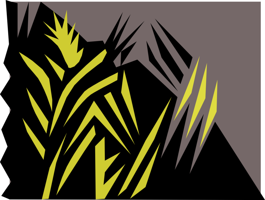 Vector Illustration of Marshland Grasses in Wetland Habitat