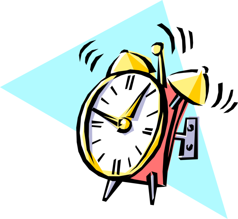 Vector Illustration of Alarm Clock Ringing Its Morning Wake-Up Call