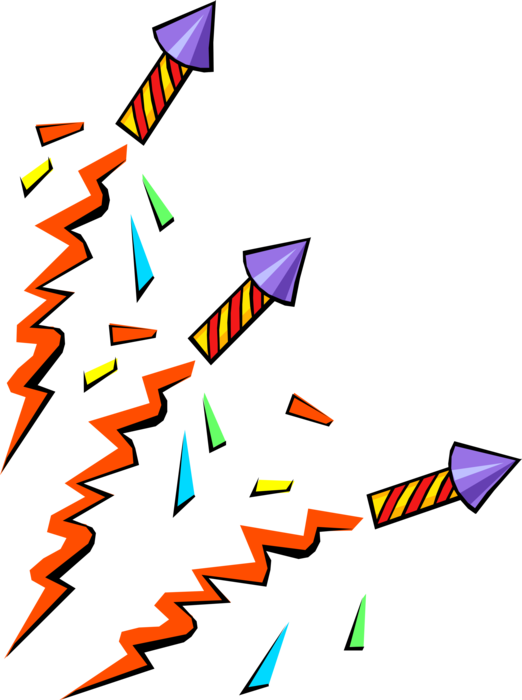 Vector Illustration of Firecracker Fireworks Blast Off