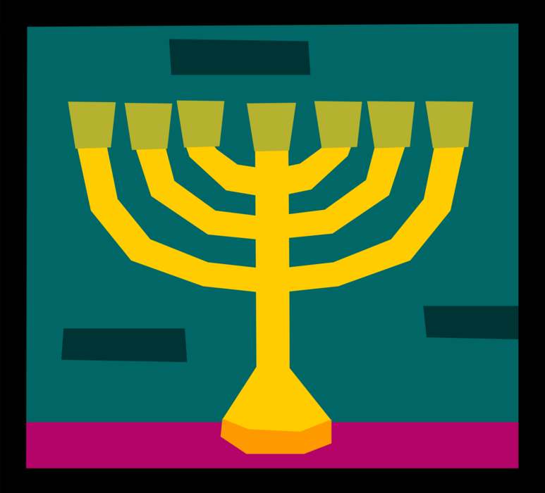 Vector Illustration of Menorah Lampstand Seven-Branched Candle Candelabra used in Ancient Tabernacle