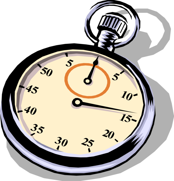 Vector Illustration of Stopwatch Handheld Timepiece Measures Elapsed Time