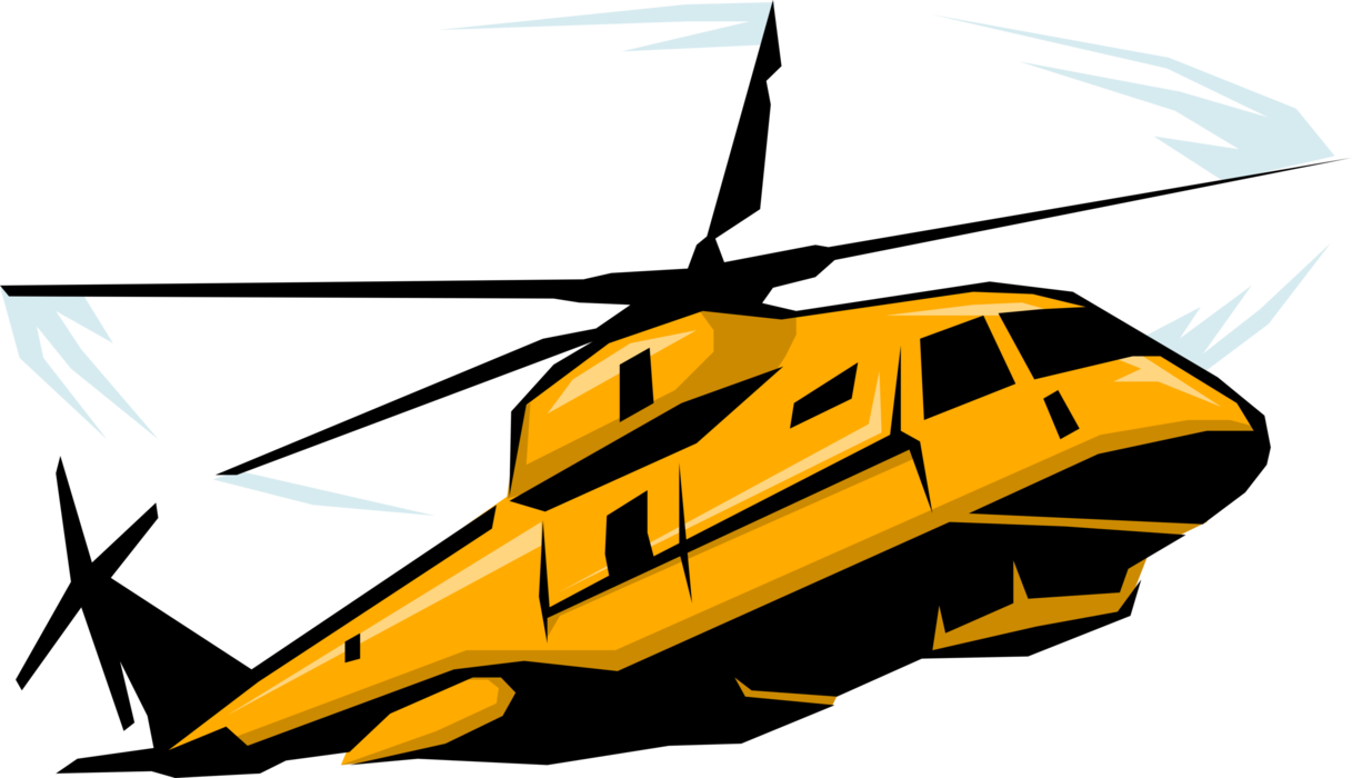 Vector Illustration of Military Helicopter Taking Off