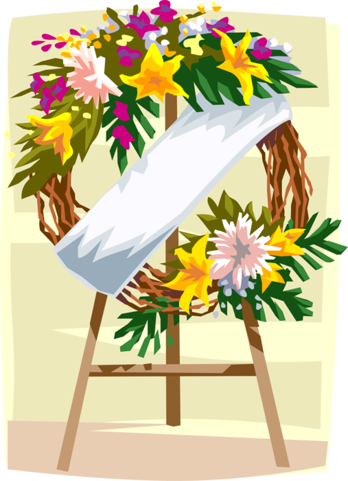 Vector Illustration of Funeral Wreath of Flowers