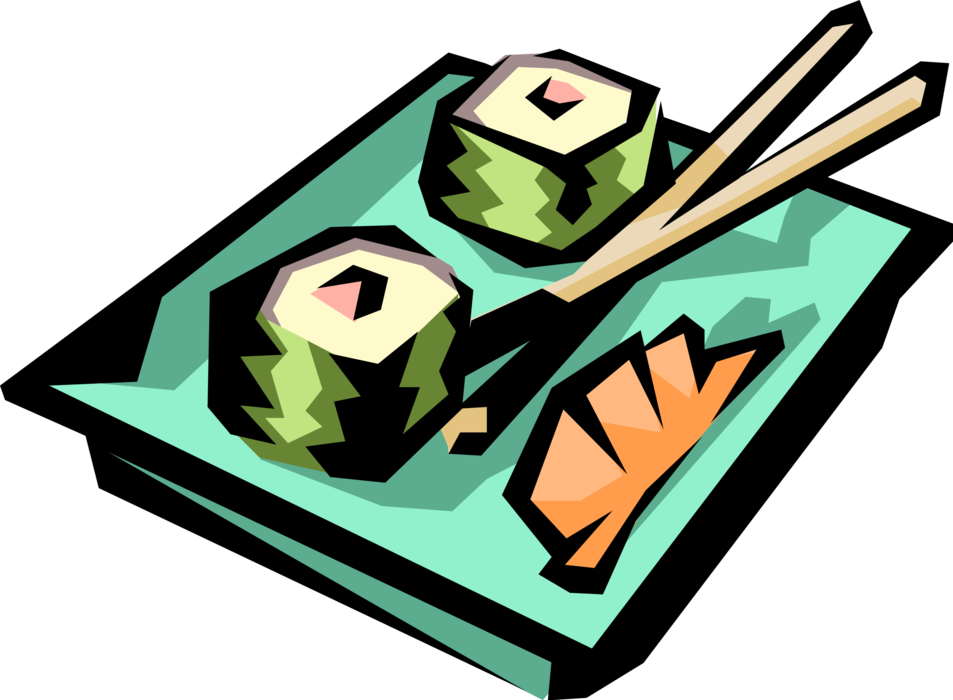 Vector Illustration of Japanese Vinegared Rice Sushi