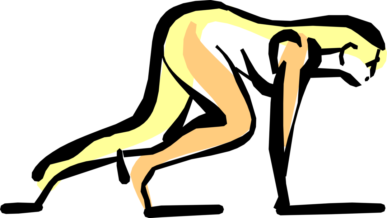 Vector Illustration of Sports Track and Field Sprinter at Starting Line