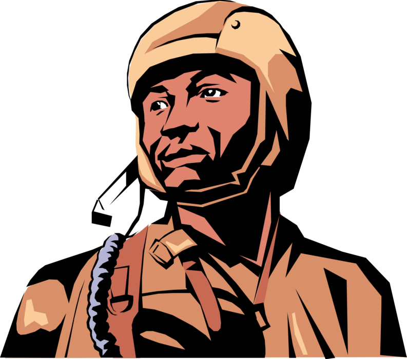 Vector Illustration of African American Military Combat Pilot