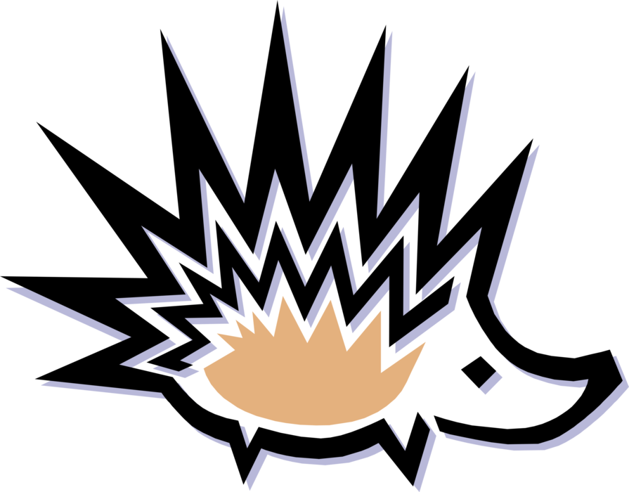 Vector Illustration of Porcupine Rodent with Coat of Sharp Spines or Quills
