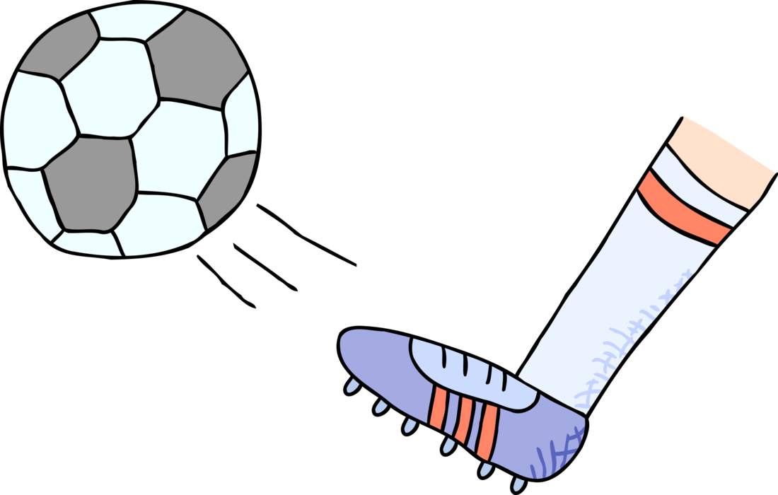 Vector Illustration of Foot Kicks Football Soccer Ball