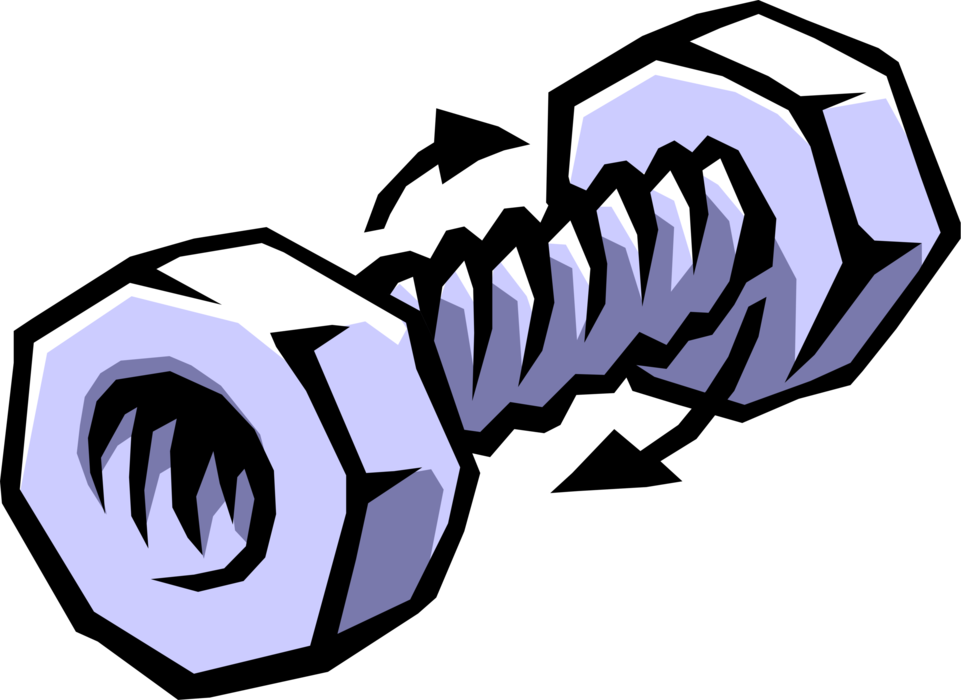 Vector Illustration of Bolt Threaded Fastener Screw and Nut
