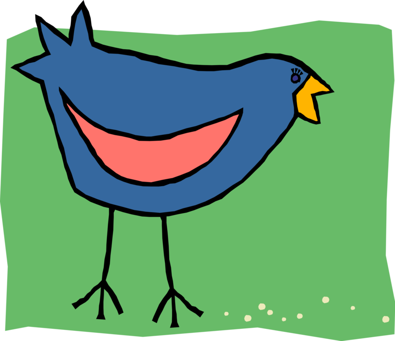 Vector Illustration of Bluebird Rummaging for Seeds