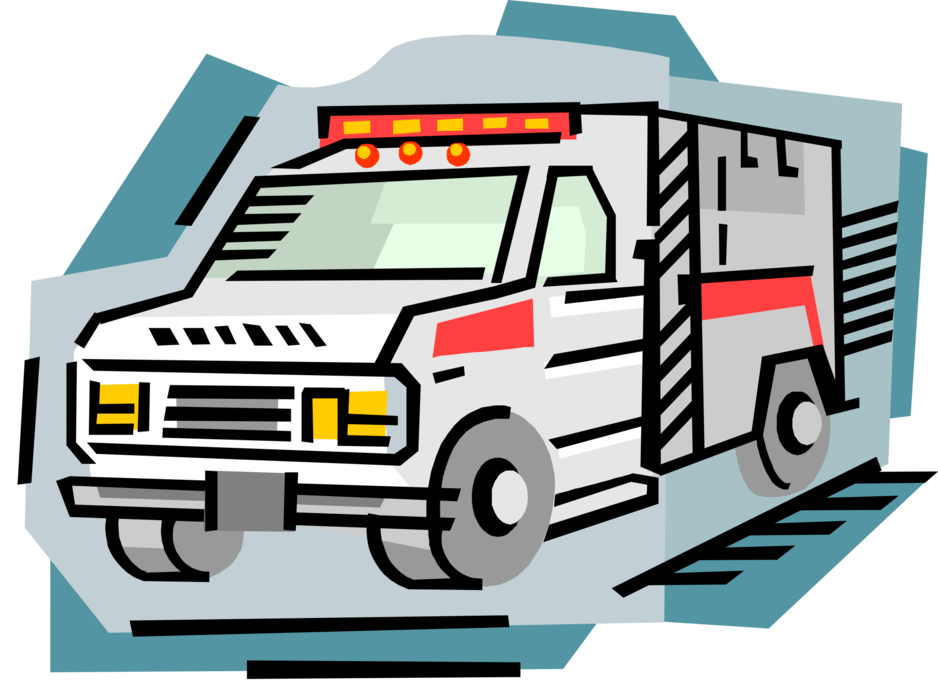 Vector Illustration of Paramedic Service Emergency Ambulance Vehicle