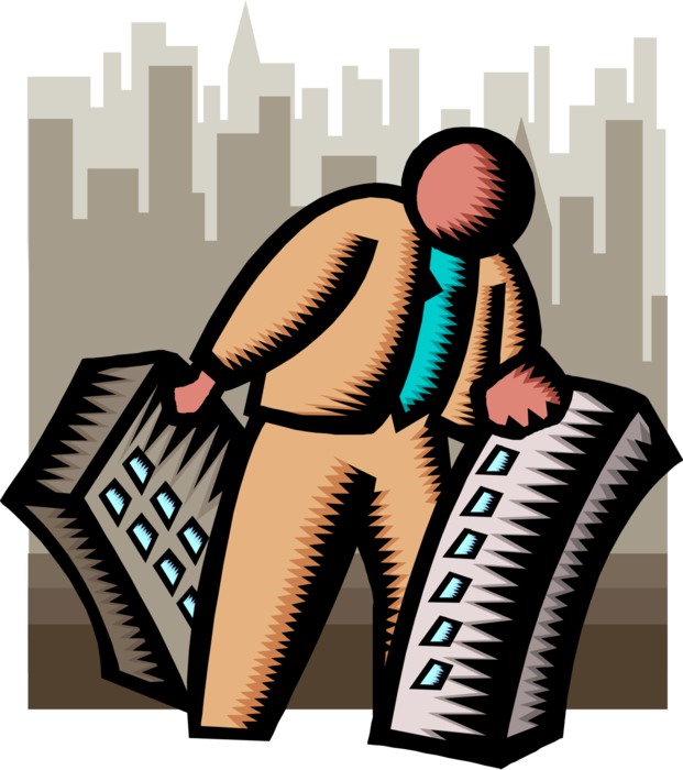 Vector Illustration of Businessman Conquering New Vertical Markets