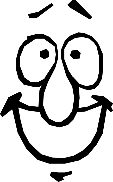 Vector Illustration of Smiling Ear-to-Ear Happy Man's Facial Expression