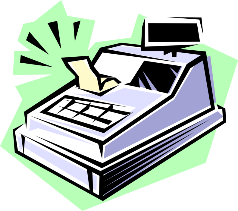 Vector Illustration of Cash Register for Registering and Calculating Retail Sales Transactions