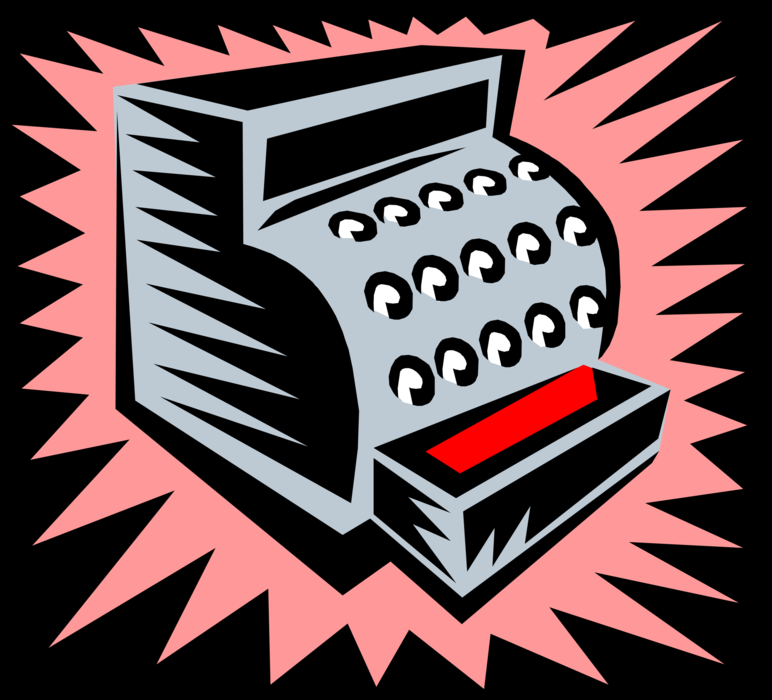 Vector Illustration of Cash Register for Registering and Calculating Retail Sales Transactions