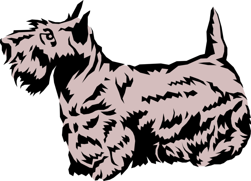 Vector Illustration of Family Pet Scottish Terrier Dog