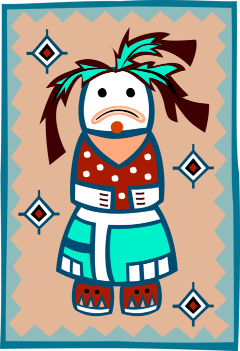 Vector Illustration of Native American Folk Art with Female Symbol
