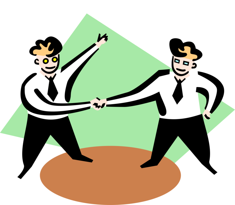 Vector Illustration of Businessman Shaking Hands in Cooperation or Agreement
