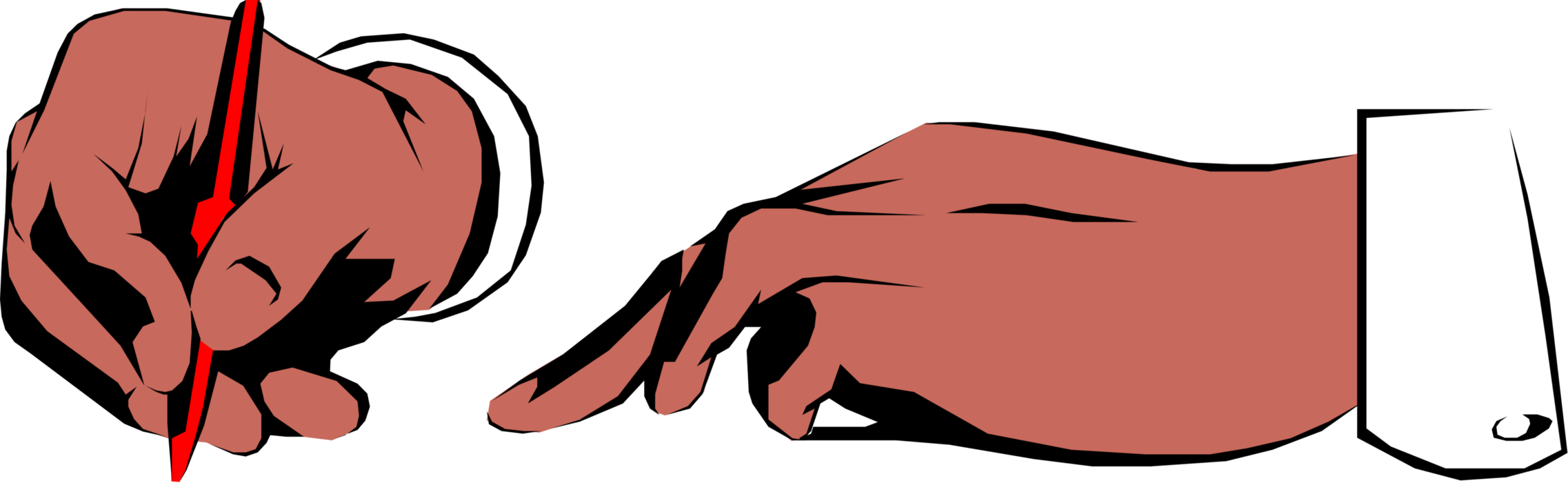 Vector Illustration of African American Hands Writing with Red Pen Writing Instrument