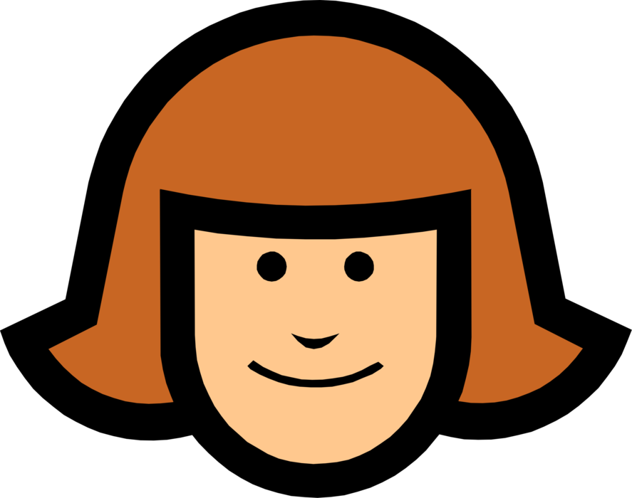 Vector Illustration of Young Female Girl Face Symbol