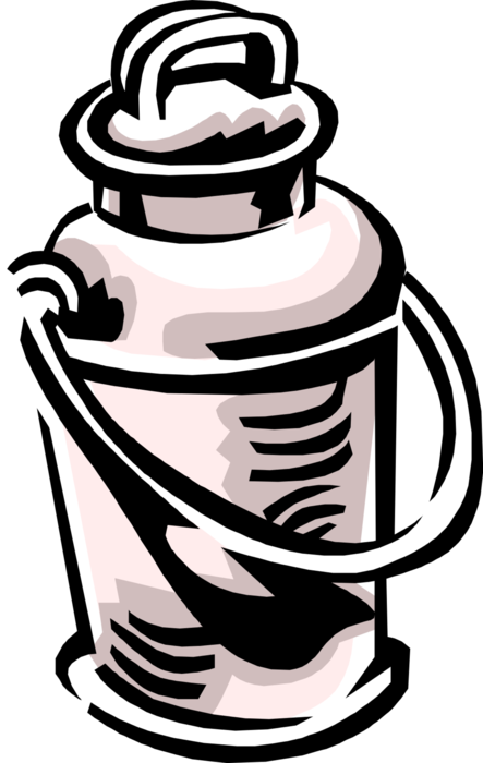 Vector Illustration of Milk Churn Cylindrical Container for Transporting Milk
