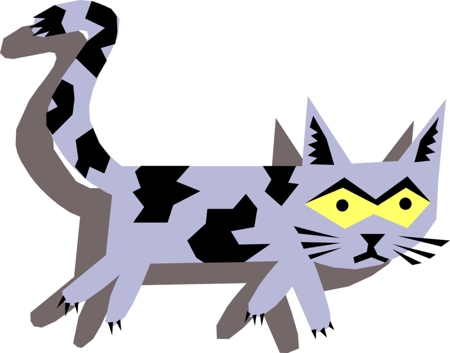 Vector Illustration of Scared Domesticated Cat Walking