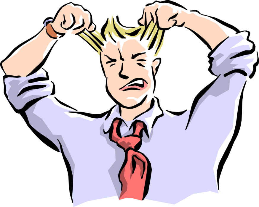Vector Illustration of Businessman Pulling His Hair Out