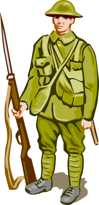Vector Illustration of First World War Soldier with Rifle Weapon