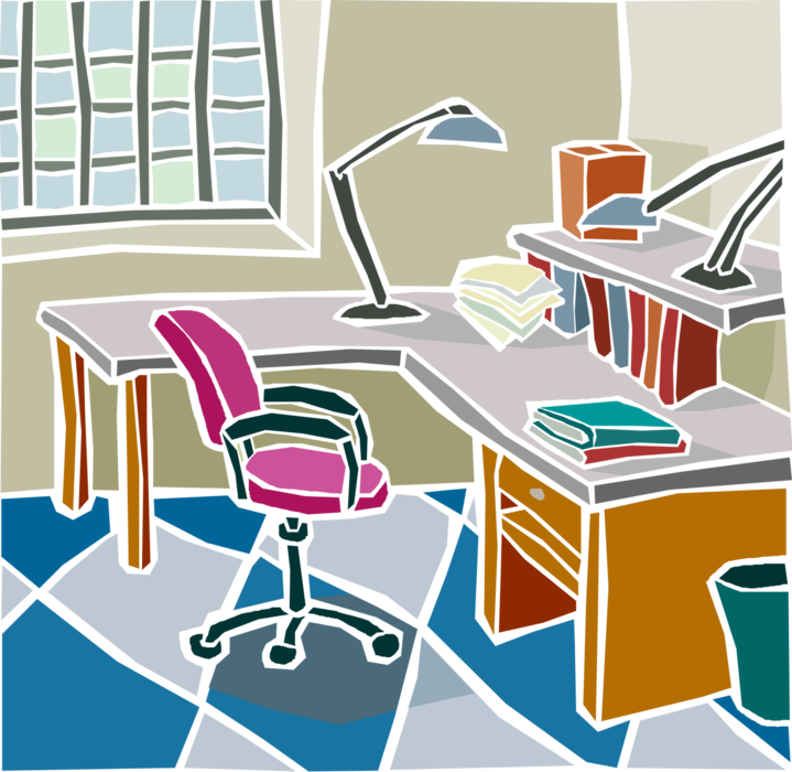 Vector Illustration of Home Office Desk and Chair