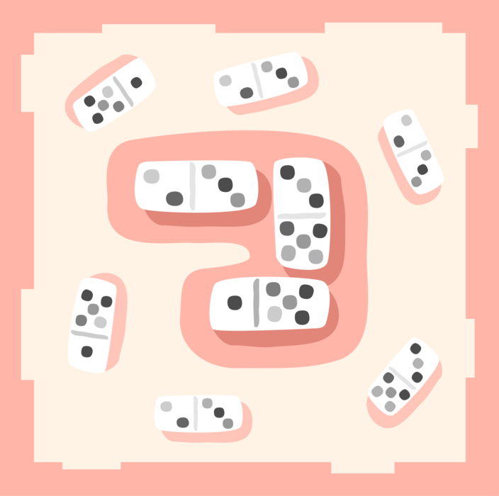 Vector Illustration of Game of Domino Bones, Cards, or Tiles
