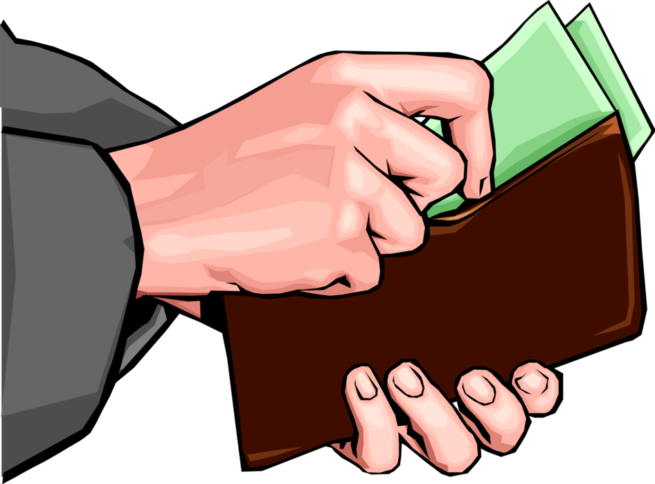 Vector Illustration of Hands Retrieve Currency Money Dollars from Wallet