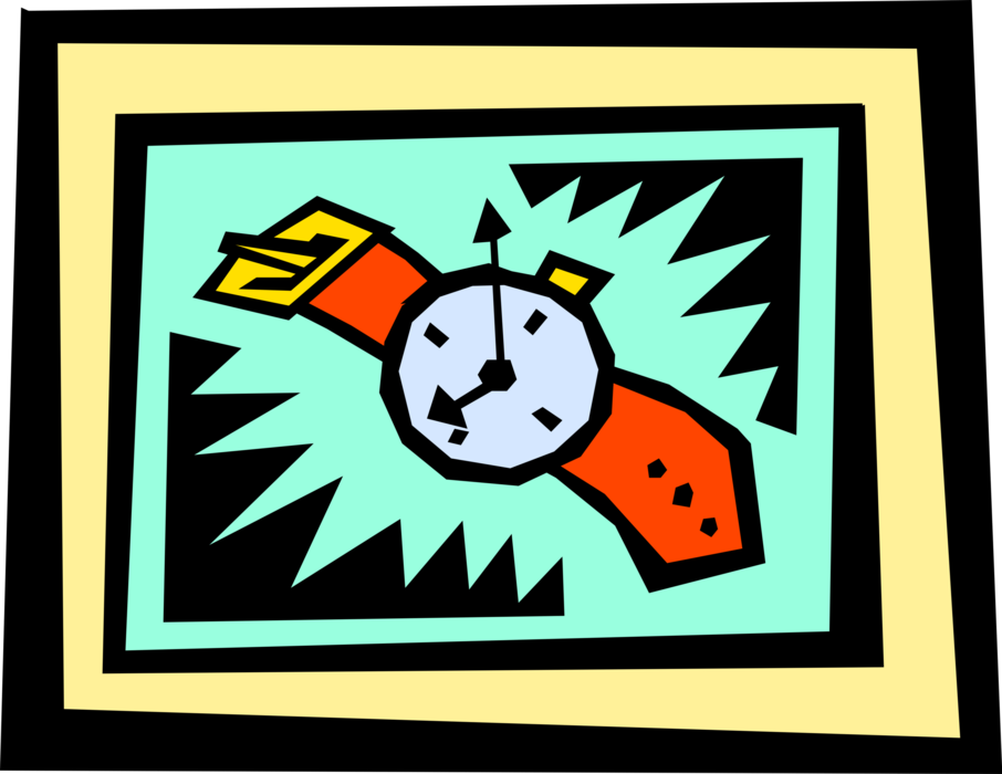 Vector Illustration of Wristwatch Timepiece Watch Keeps Time